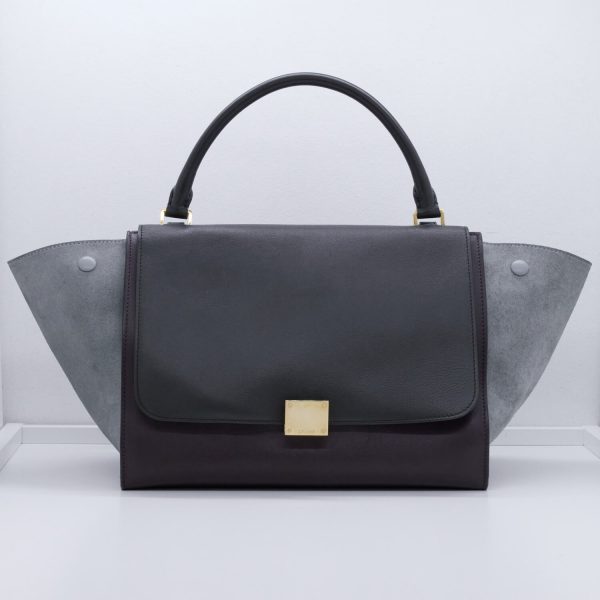 Celine Trapeze Bag Medium Tricolor Dunkelgrün Bordeaux Graublau Celine Trapeze Bag Medium Tricolor Dunkelgrün Bordeaux Graublau