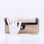 Chanel Flap Bag Clutch Chocolate Bar Beige Schwarz