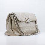 Chanel Flap Bag Hellgrau Dunklebeige Silber