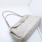 Chanel Flap Bag Hellgrau Dunklebeige Silber