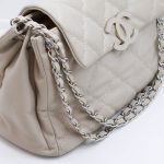 Chanel Flap Bag Hellgrau Dunklebeige Silber