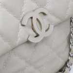 Chanel Flap Bag Hellgrau Dunklebeige Silber