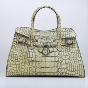Miu miu Kroko-Look Handtasche Vintage Gelb