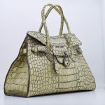 Miu miu Kroko-Look Handtasche Vintage Gelb