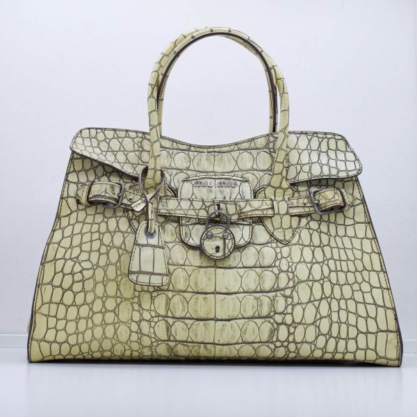 Miu miu Kroko-Look Handtasche Vintage Gelb Miu miu Kroko-Look Handtasche Vintage Gelb