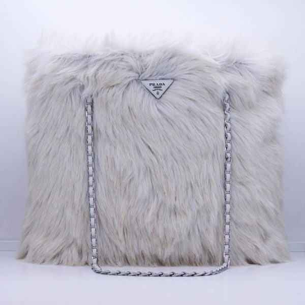 Prada Fake Fur Shopper Grau - Beige
