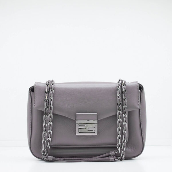 Fendi Schultertasche Grau SHW