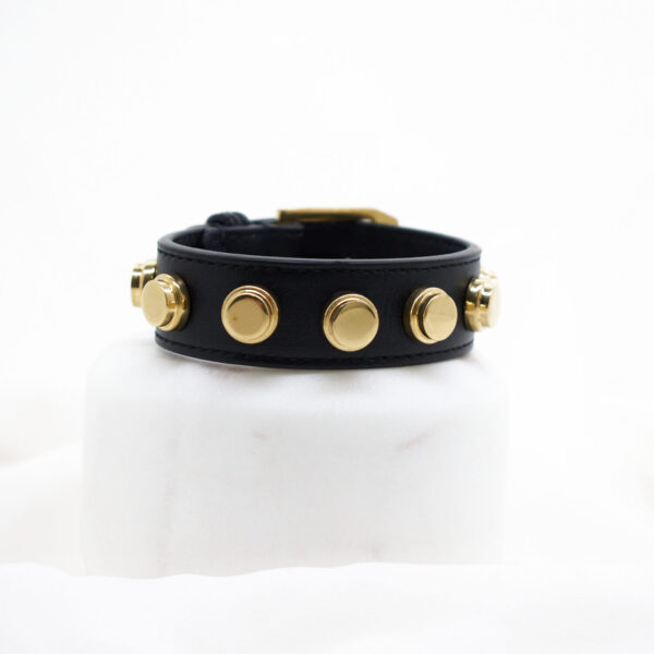 YSL Lederarmband Schwarz Gold 2