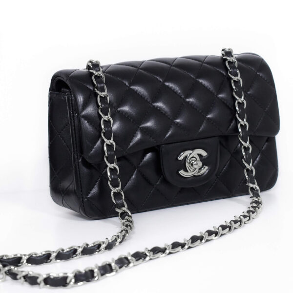 Chanel Mini Rectangular Classic Single Flap Schwarz Silver Hardware 3 Chanel Mini Rectangular Classic Single Flap Schwarz Silver Hardware 3